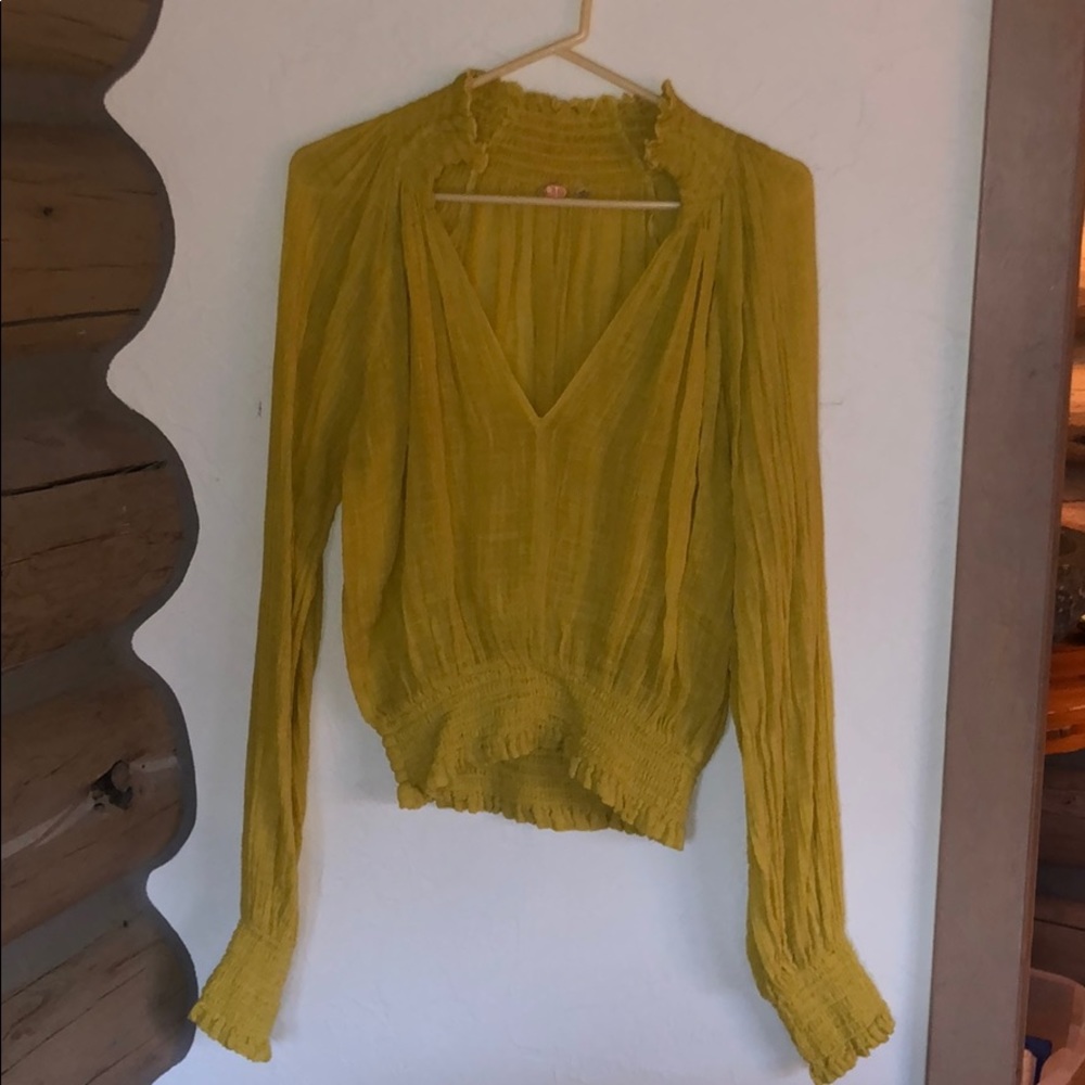Free People yellow peasant top